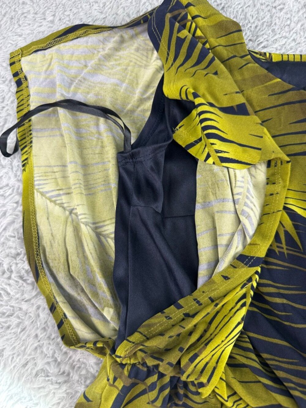 Valerie Bertinelli Womens Tropical Palm Print Dress 8 Yellow & Black Travel - Picture 10 of 16